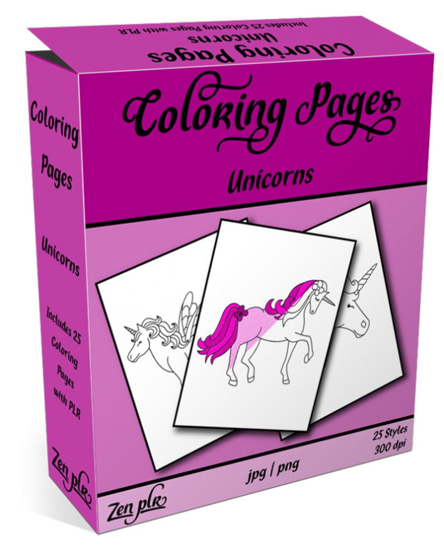 Zen PLR Coloring Pages Unicorns Product Cover