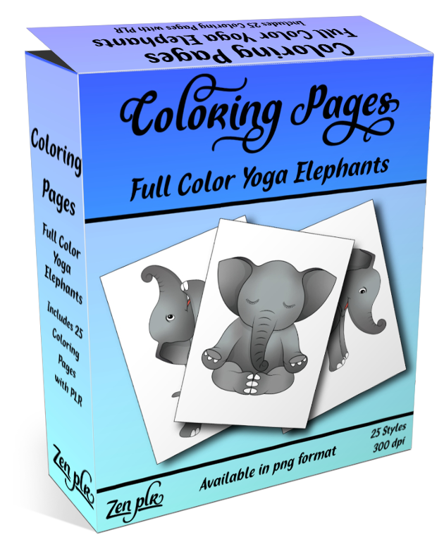 Zen PLR Coloring Pages Yoga Elephants Full Color Product Cover