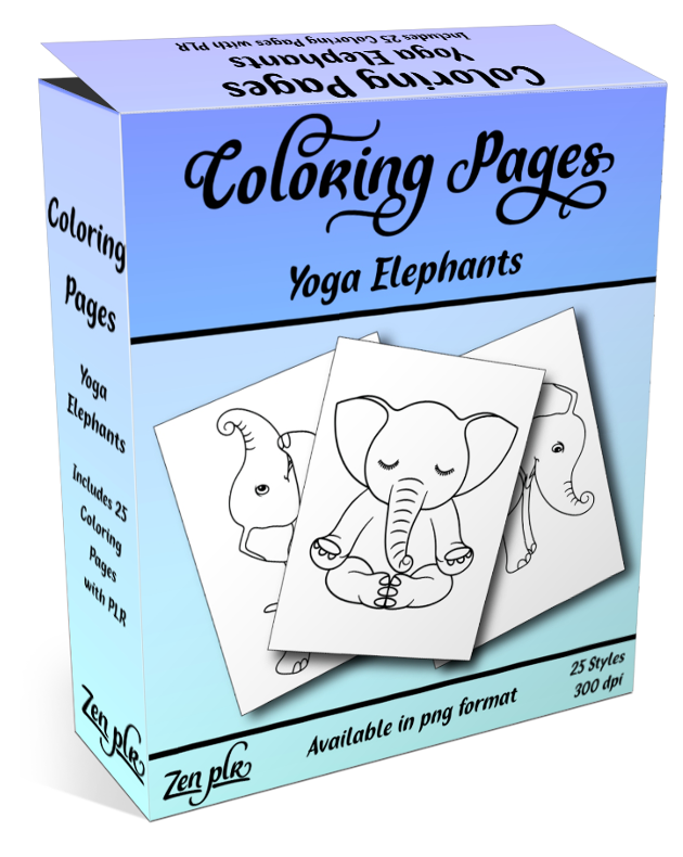 Zen PLR Coloring Pages Yoga Elephants Lineart Product Cover