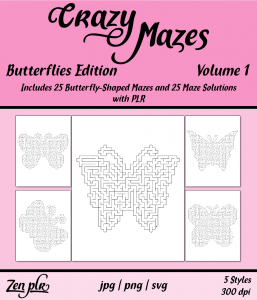 Zen PLR Crazy Mazes Butterflies Edition Volume 01 Front Cover