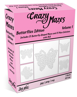 Zen PLR Crazy Mazes Butterflies Edition Volume 01 Product Cover