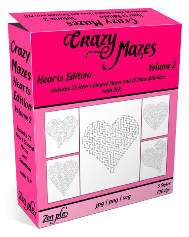 Zen PLR Crazy Mazes Hearts Edition Volume 02 Product Cover