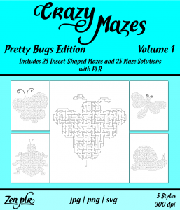Zen PLR Crazy Mazes Pretty Bugs Edition Volume 01 Front Cover