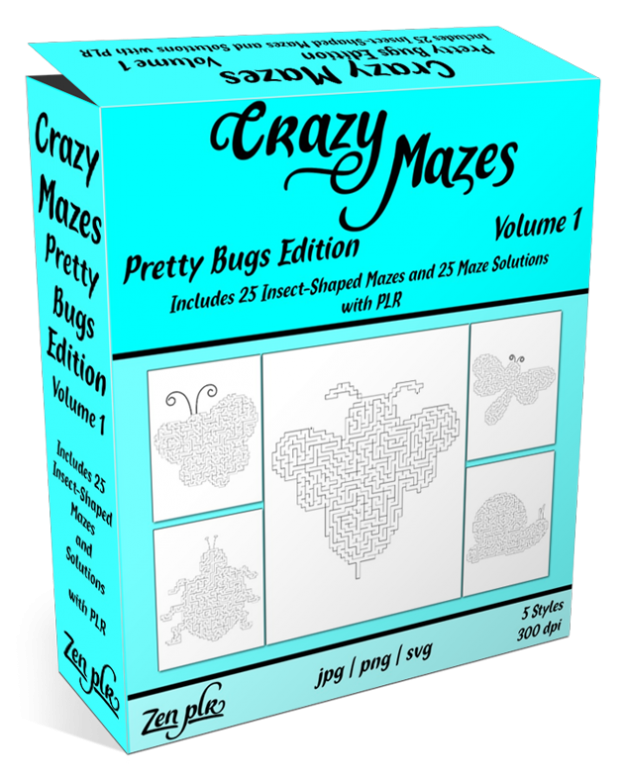 Zen PLR Crazy Mazes Pretty Bugs Edition Volume 01 Product Cover