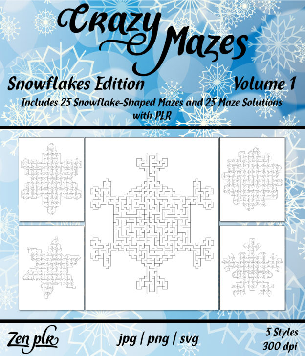 Zen PLR Crazy Mazes Snowflakes Edition Volume 01 Front Cover