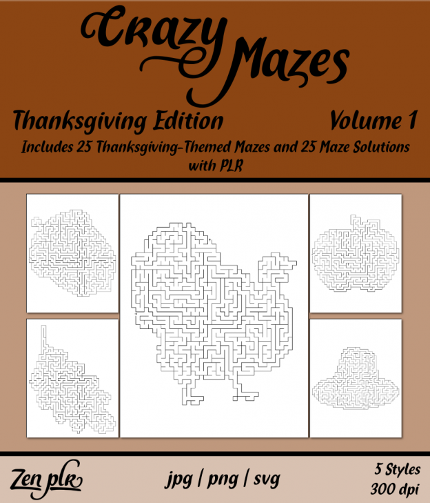 Zen PLR Crazy Mazes Thanksgiving Edition Volume 01 Front Cover