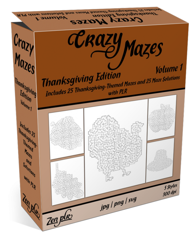 Zen PLR Crazy Mazes Thanksgiving Edition Volume 01 Product Cover