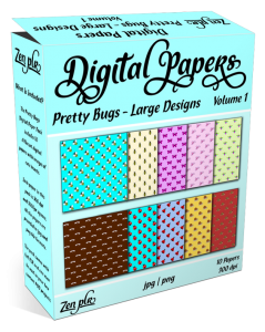 Zen PLR Digital Papers Pretty Bugs Volume 01 Large Designs Product Cover