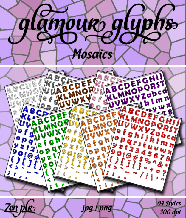 Zen PLR Glamour Glyphs Mosaics Front Cover