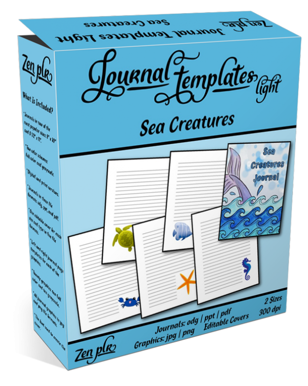 Zen PLR Journal Templates Light Sea Creatures Product Cover