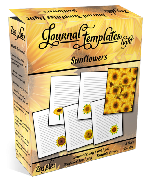 Zen PLR Journal Templates Light Sunflowers Product Cover