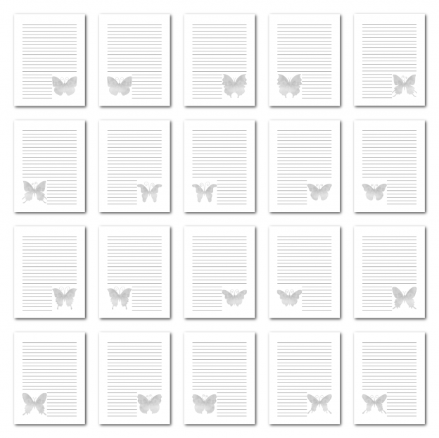 Zen PLR Journal Templates Light Watercolor Butterflies Grayscale Digital Journal Pages