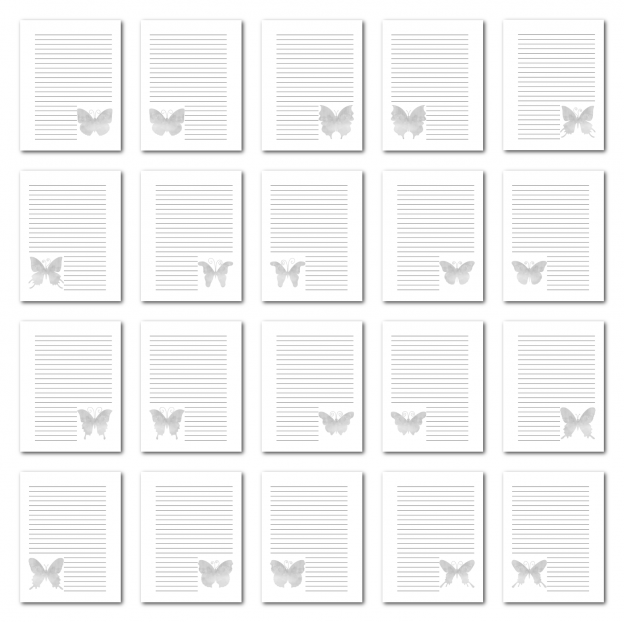 Zen PLR Journal Templates Light Watercolor Butterflies Grayscale Print Journal Pages