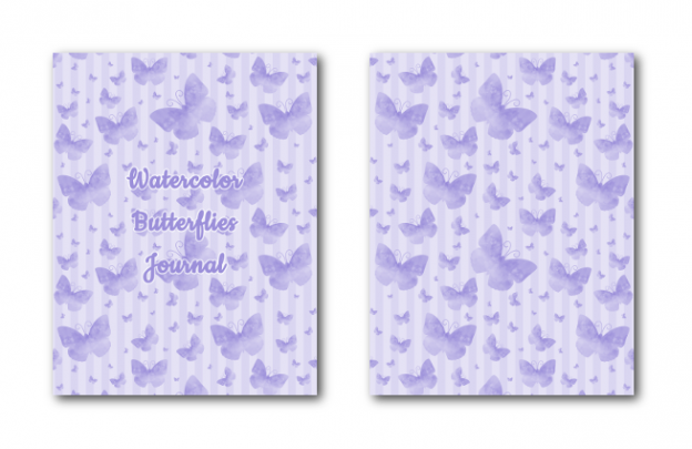 Zen PLR Journal Templates Light Watercolor Butterflies Light Purple Journal Covers