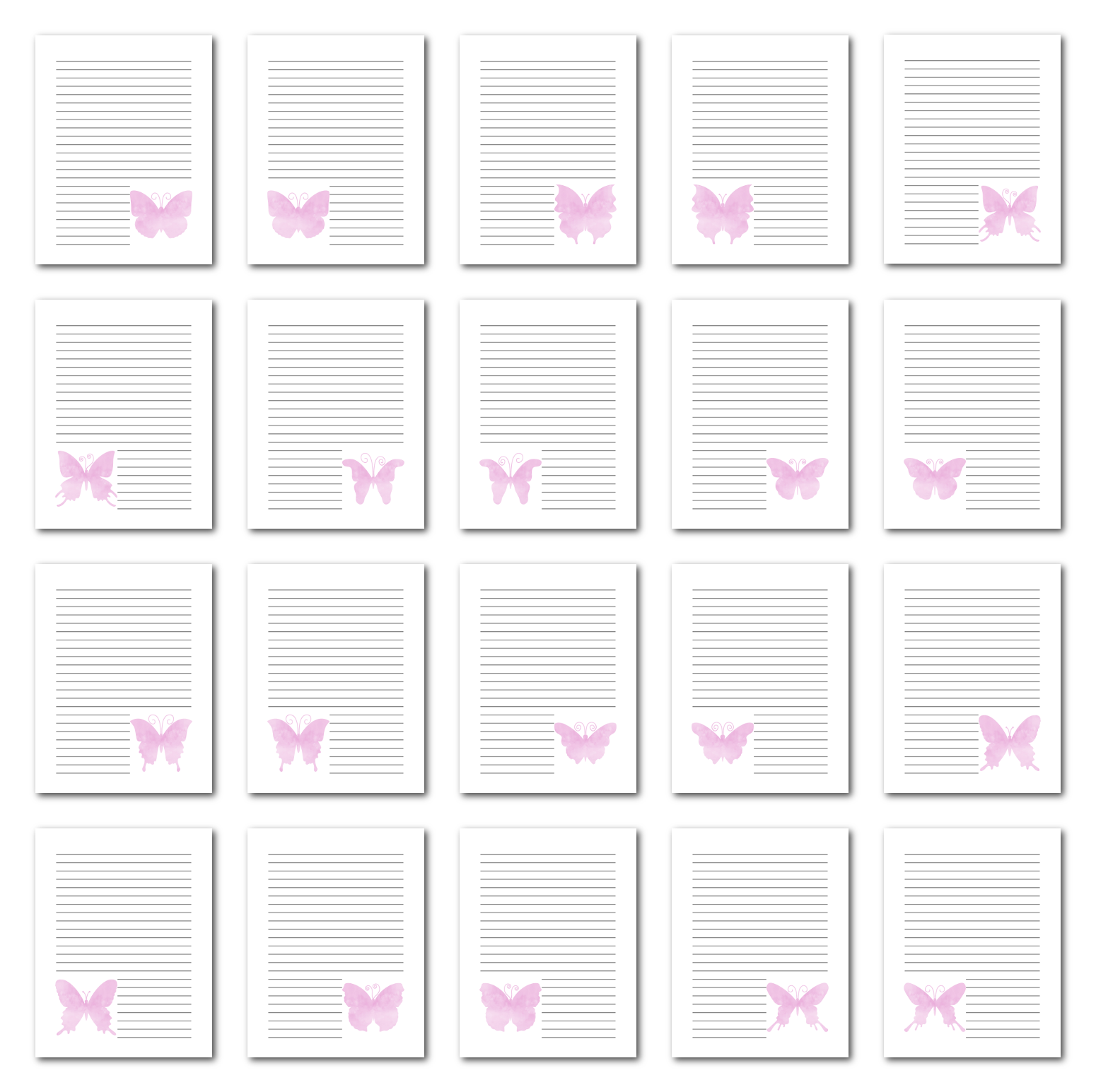 Zen PLR Journal Templates Light Watercolor Butterflies Pink Digital Journal Pages