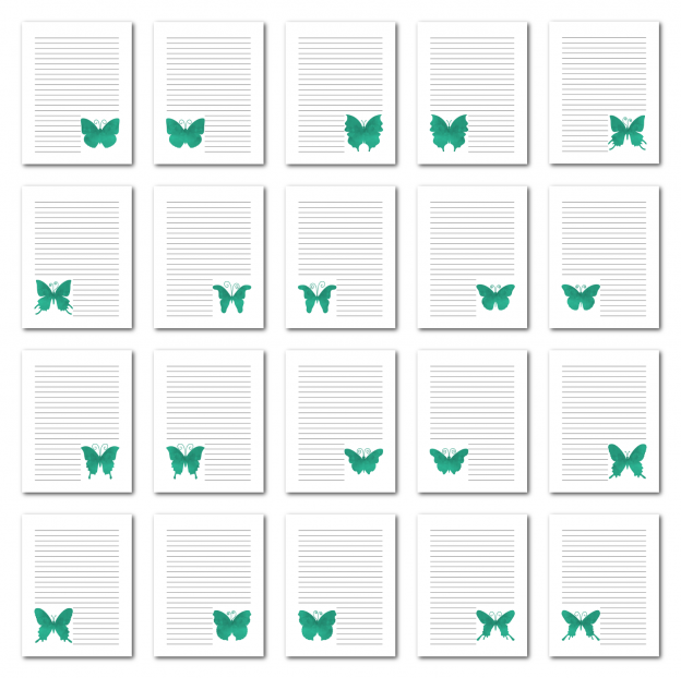 Zen PLR Journal Templates Light Watercolor Butterflies Turquoise Digital Journal Pages