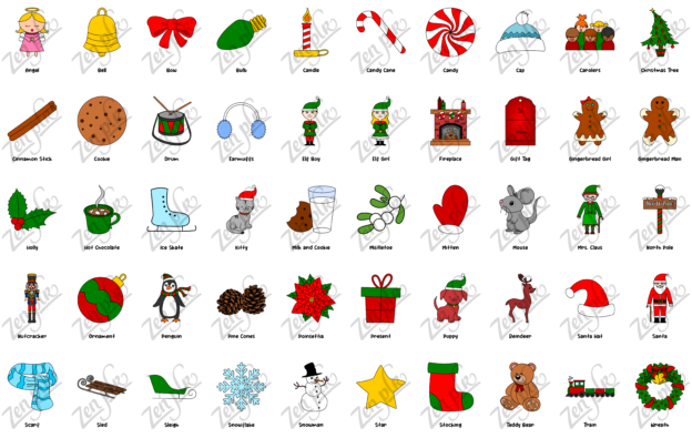 Zen PLR Kiddie Korner Printables Christmas Bingo Full Color Calling Cards All