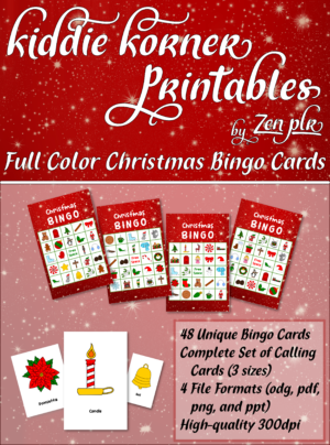 Zen PLR Kiddie Korner Printables Christmas Bingo Full Color Cover