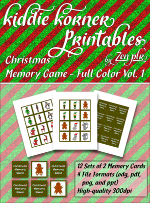 Zen PLR Kiddie Korner Printables Christmas Memory Game Volume 1 Full Color Cover