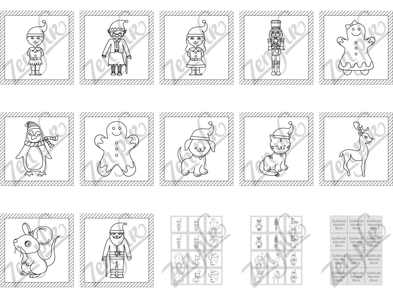 lineart-christmas-memory-game-volume-1-zen-plr