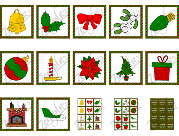 Zen PLR Kiddie Korner Printables Christmas Memory Game Volume 2 Full Color All