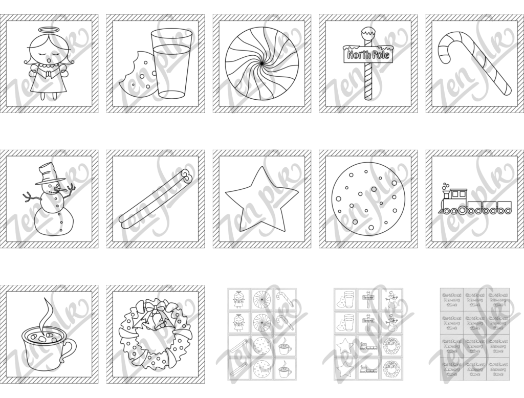 lineart-christmas-memory-game-volume-3-zen-plr