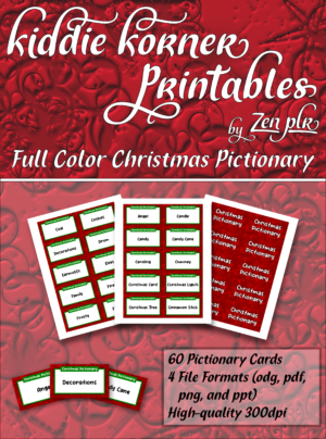 Zen PLR Kiddie Korner Printables Christmas Pictionary Full Color Cover