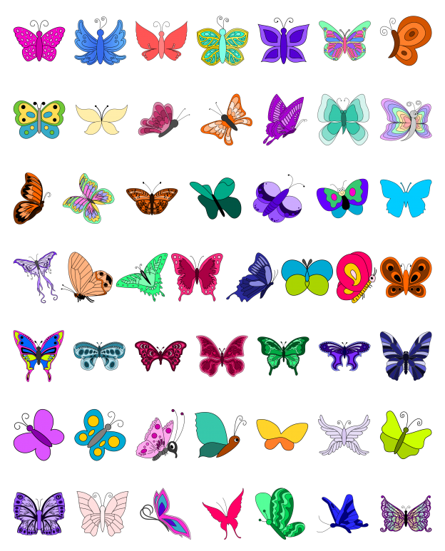 Zen PLR Line Designs Butterflies Full Color All Clipart