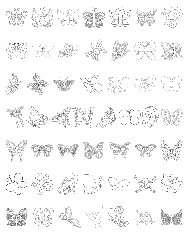 Zen PLR Line Designs Butterflies Lineart All Clipart