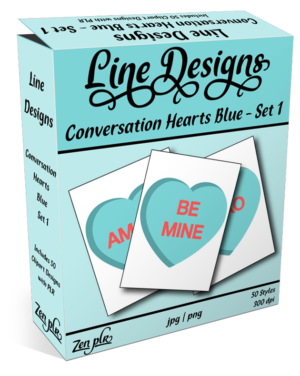 Zen PLR Line Designs Conversation Hearts Set 01 Blue Product Cover