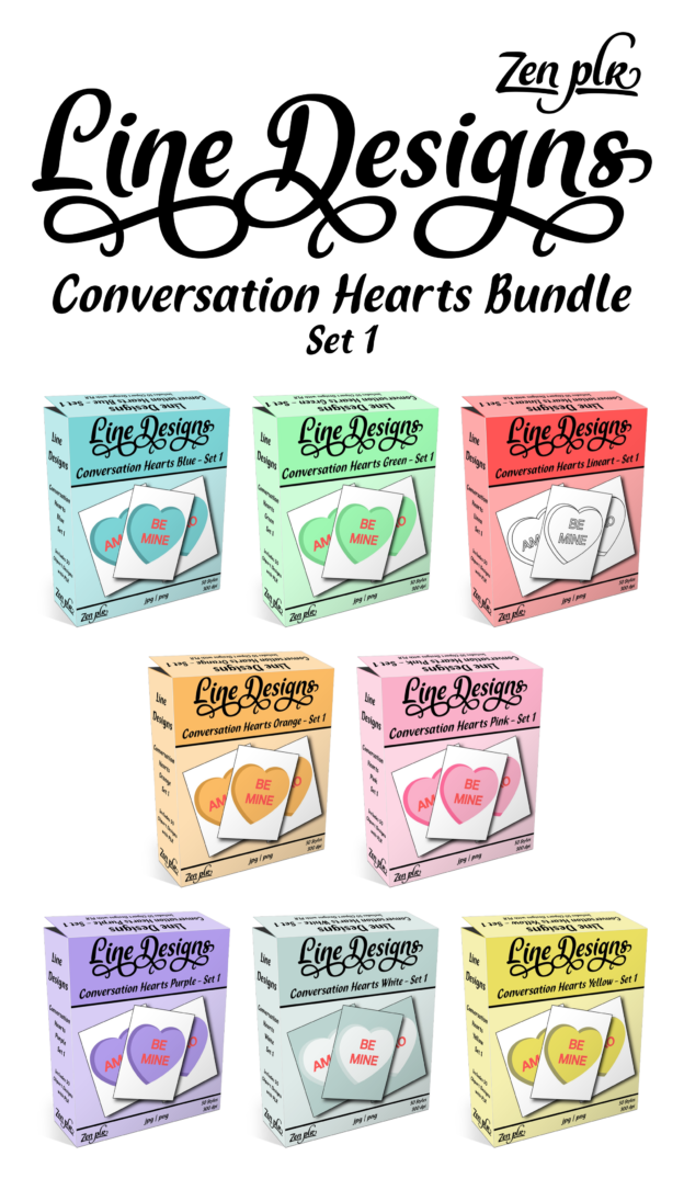 Zen PLR Line Designs Conversation Hearts Set 01 Bundle Cover