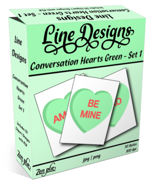 Zen PLR Line Designs Conversation Hearts Set 01 Green Product Cover