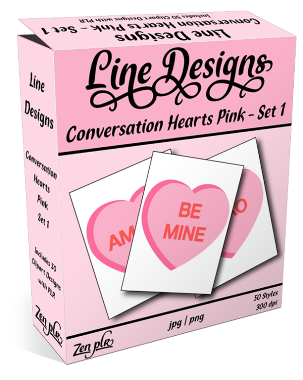 Zen PLR Line Designs Conversation Hearts Set 01 Pink Product Cover