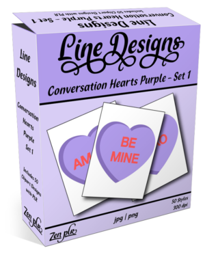 Zen PLR Line Designs Conversation Hearts Set 01 Purple Product Cover