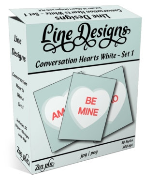 Zen PLR Line Designs Conversation Hearts Set 01 White Product Cover