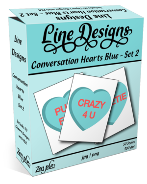 Zen PLR Line Designs Conversation Hearts Set 02 Blue Product Cover
