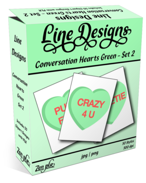 Zen PLR Line Designs Conversation Hearts Set 02 Green Product Cover