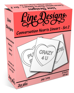 Zen PLR Line Designs Conversation Hearts Set 02 Lineart Product Cover