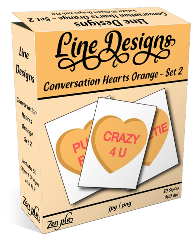 Zen PLR Line Designs Conversation Hearts Set 02 Orange Product Cover