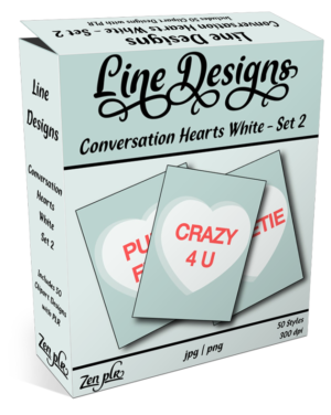 Zen PLR Line Designs Conversation Hearts Set 02 White Product Cover