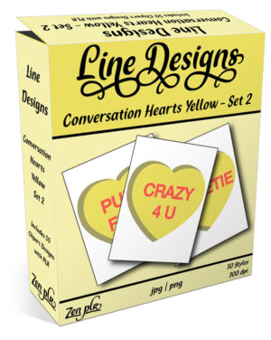 Zen PLR Line Designs Conversation Hearts Set 02 Yellow Product Cover