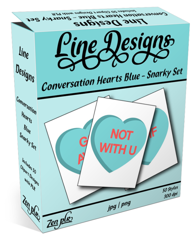 Zen PLR Line Designs Conversation Hearts Snarky Set Blue Product Cover