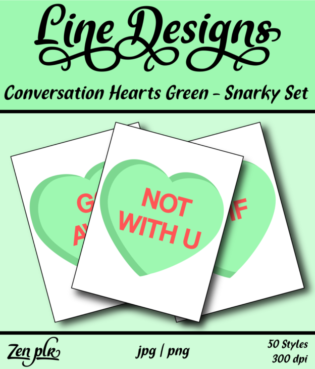 Zen PLR Line Designs Conversation Hearts Snarky Set Green Front Cover