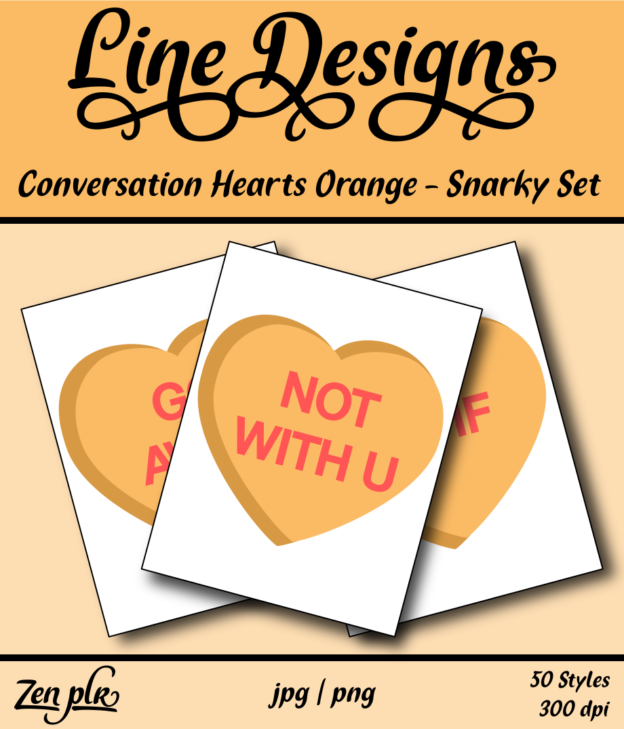 Zen PLR Line Designs Conversation Hearts Snarky Set Orange Front Cover