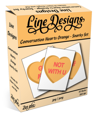 Zen PLR Line Designs Conversation Hearts Snarky Set Orange Product Cover