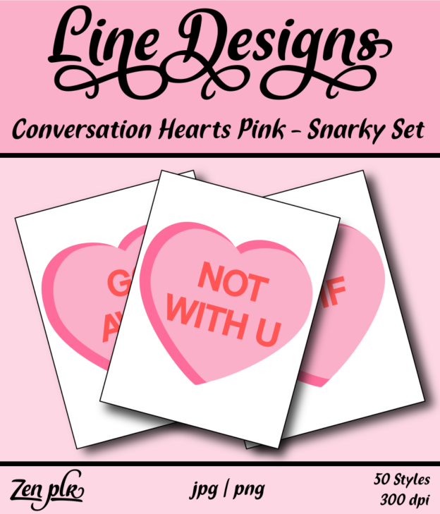 Zen PLR Line Designs Conversation Hearts Snarky Set Pink Front Cover