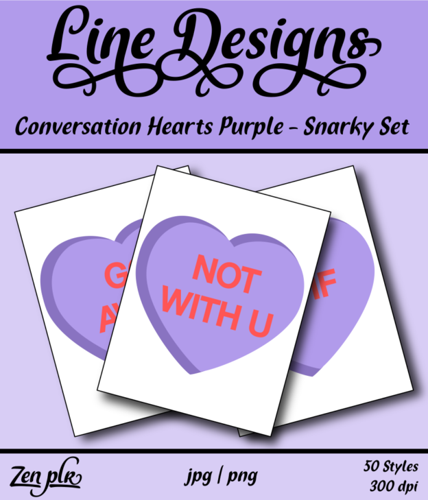 Zen PLR Line Designs Conversation Hearts Snarky Set Purple Front Cover