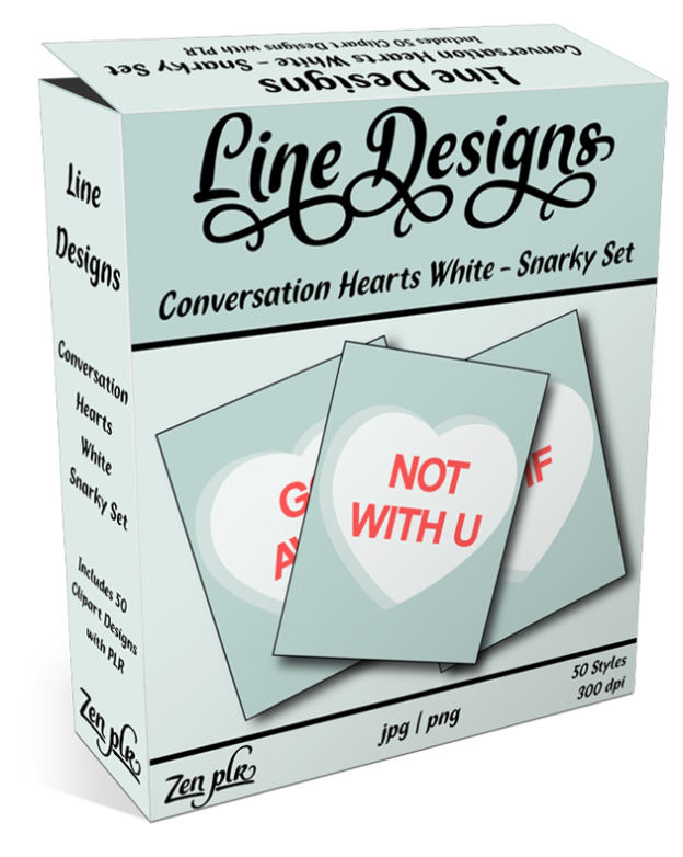 Zen PLR Line Designs Conversation Hearts Snarky Set White Product Cover