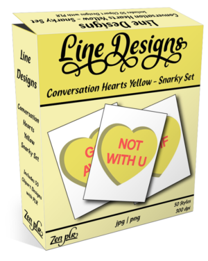 Zen PLR Line Designs Conversation Hearts Snarky Set Yellow Product Cover