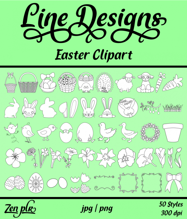 Zen PLR Line Designs Easter Clipart Front Cover